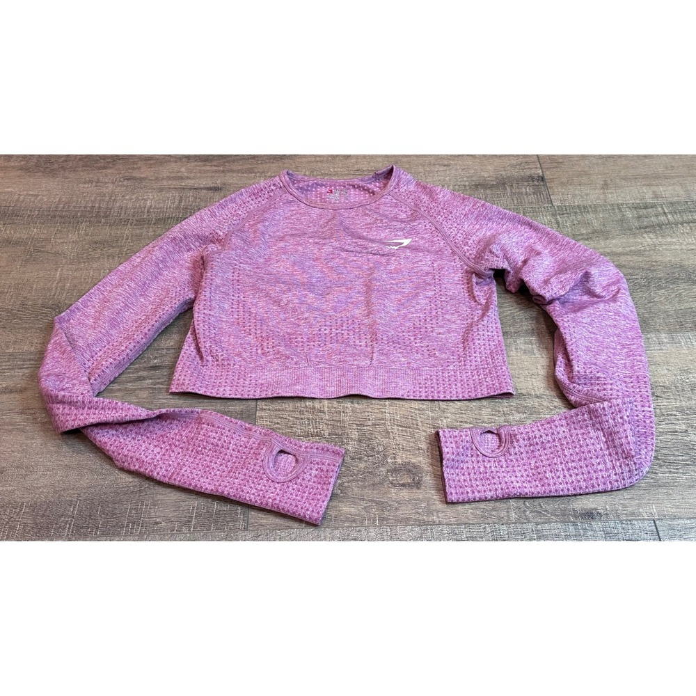 Gymshark Vital Seamless 2.0 Long Sleeve Crop Top Purple (Pink) Marl